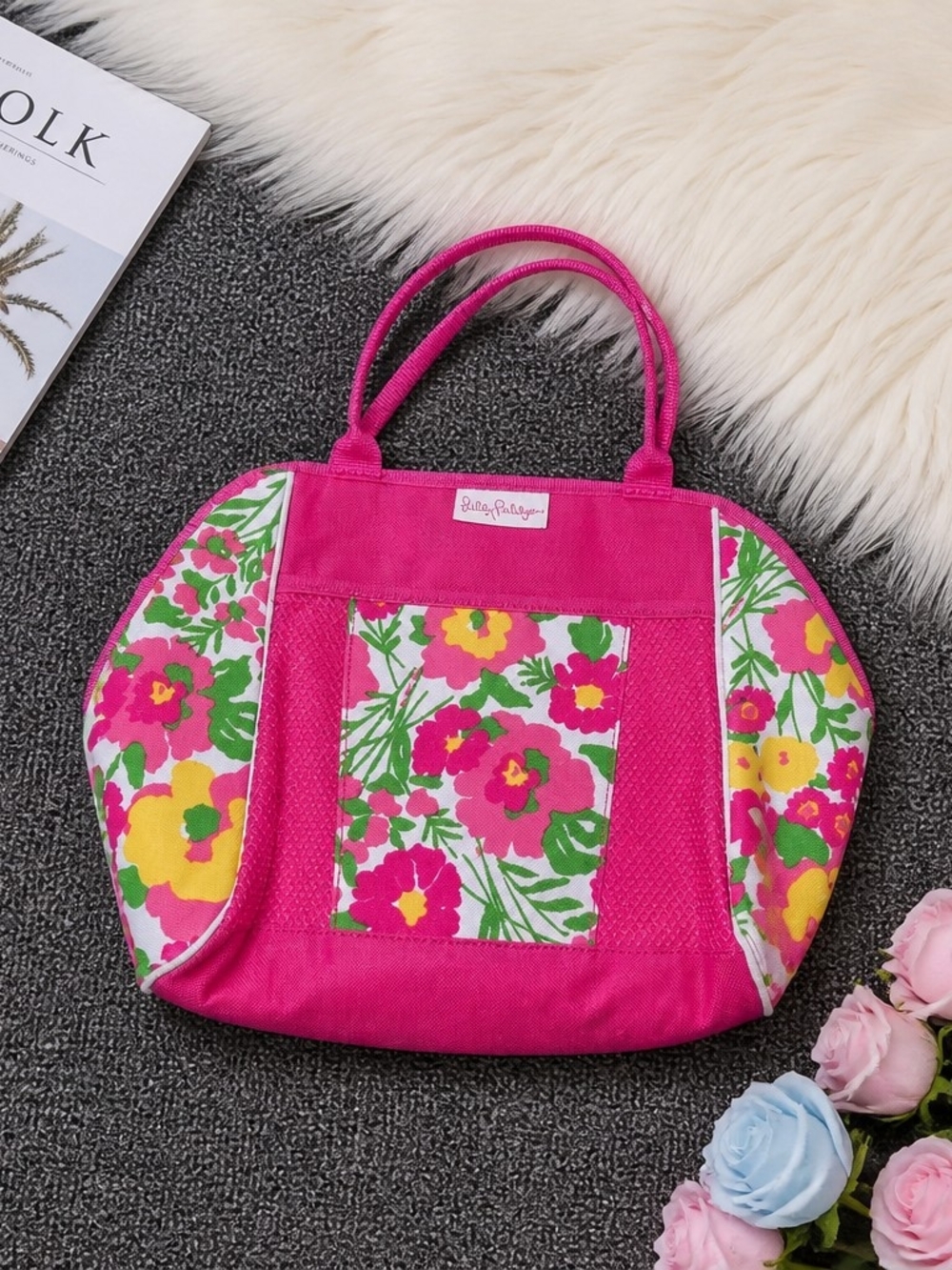 Lilly Pulitzer Pink Floral Panel Tote